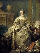 Francois Boucher Madame de Pompadour, la main sur le clavier du clavecin oil on canvas